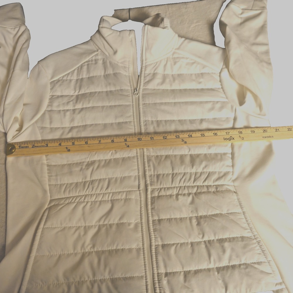 Layer 8 Subzero Jacket Winter White Quilted Hybrid Hidden Hood Athleisure Sporty - Picture 9 of 10